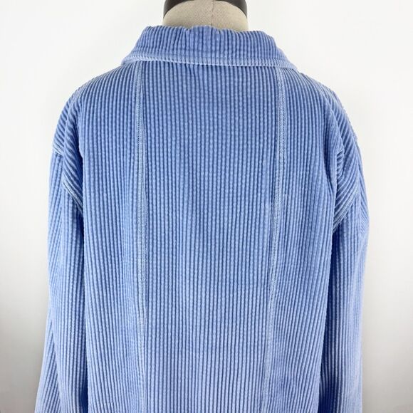 J. Jill Corduroy Tunic Top Lavender Button Front Long Sleeve Shirt Size Large - Picture 5 of 14